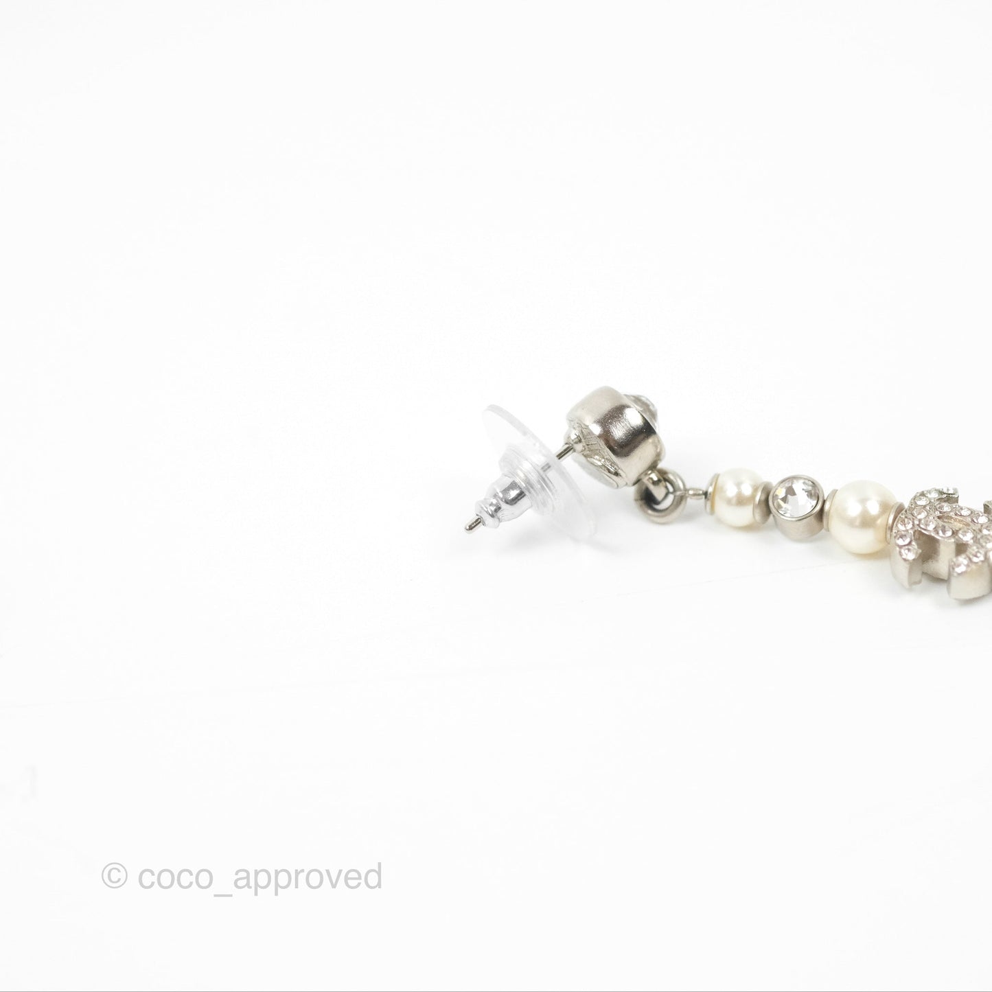Chanel Crystal CC Pearl Long Drop Earrings 20A