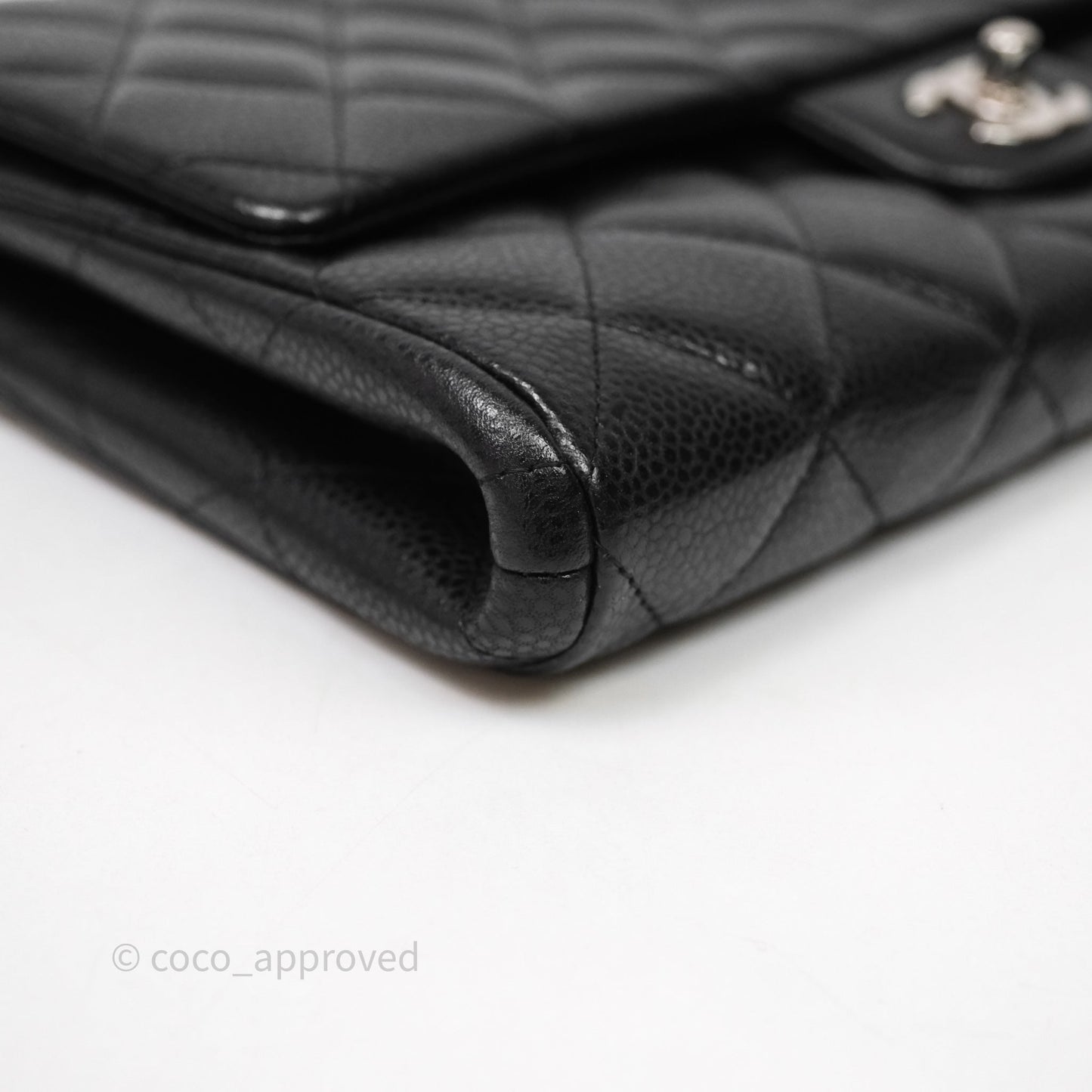 Chanel Quilted Clutch with Chain Black Caviar Silver Hardware