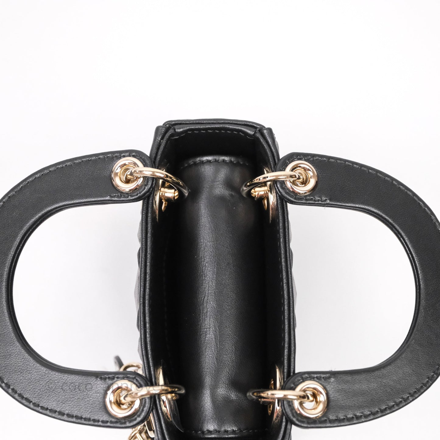 Dior Mirco Lady Dior Black Cannage Calfskin with Diamond Motif Gold Hardware