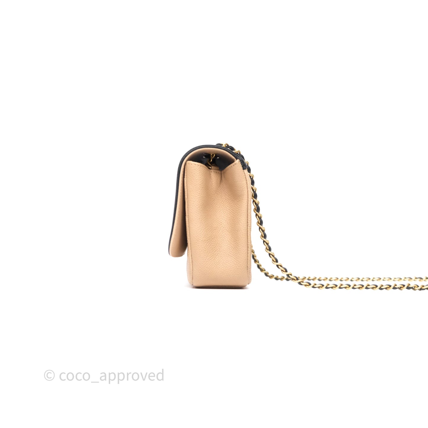 Chanel Small CC Filigree Flap Quilted Beige Black Caviar