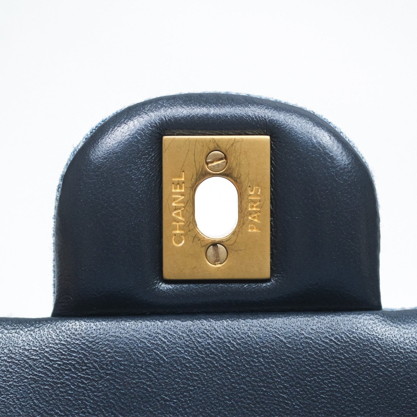 Chanel Quilted Mini Rectangular Flap Denim Aged Gold Hardware