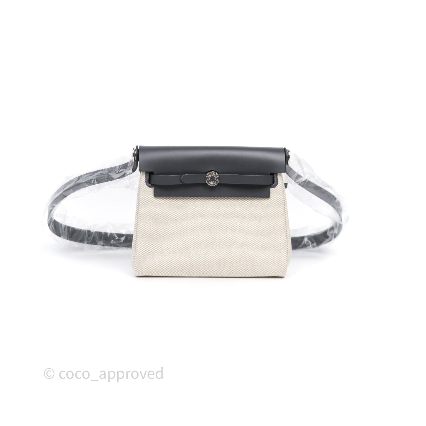 Hermès Zip 20 Mini Herbag Ecru-Bleu Glacier8U/Ardoise85 Canvas Palladium Hardware