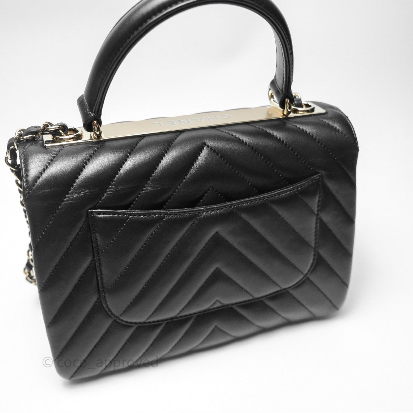 Chanel Small Trendy CC Black Chevron Lambskin Gold Hardware