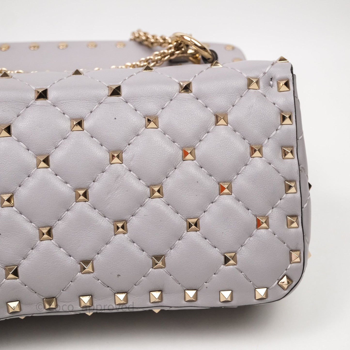 Valentino Small Nappa Rockstud Spike Bag Grey Gold Hardware