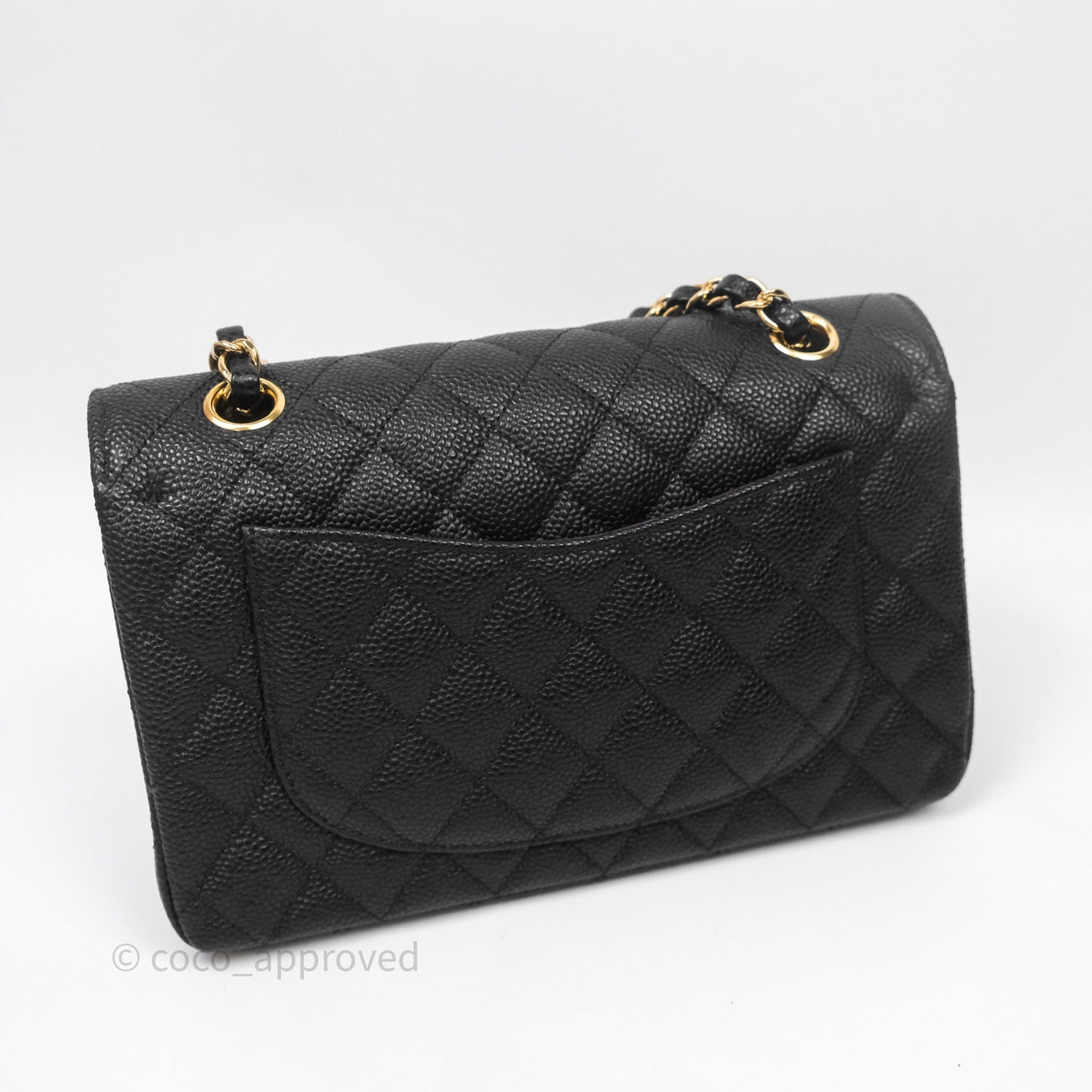 Chanel Small Classic Flap Quilted Black Caviar Gold Hardware