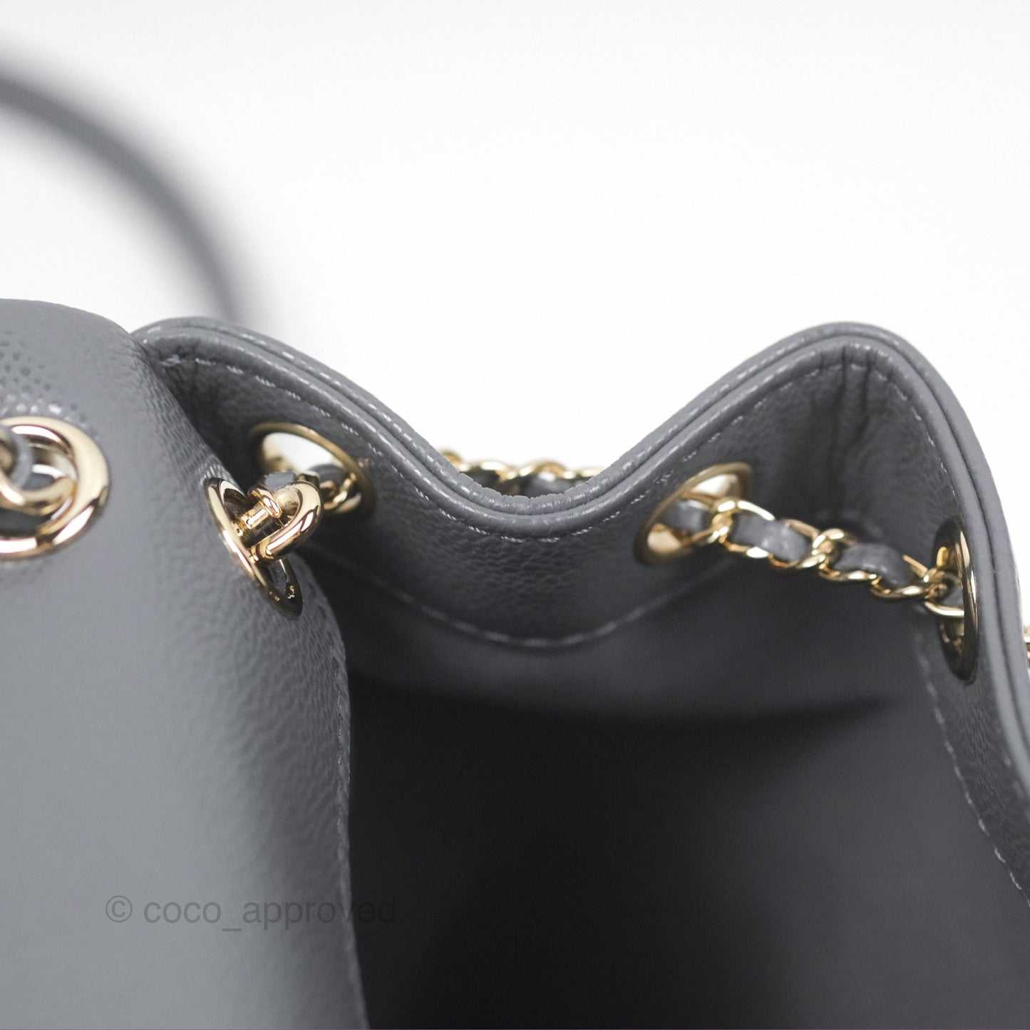 Chanel Duma Backpack Medium Grey Caviar Gold Hardware