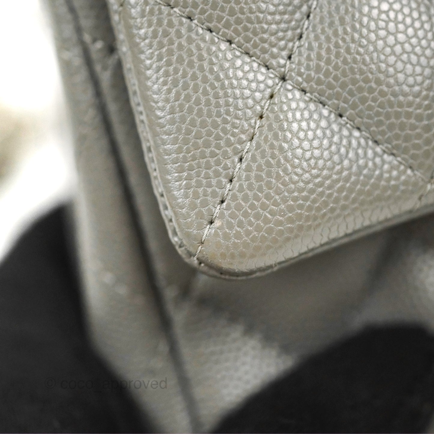 Chanel Quilted Mini Rectangular Flap Grey Caviar Silver Hardware 17B