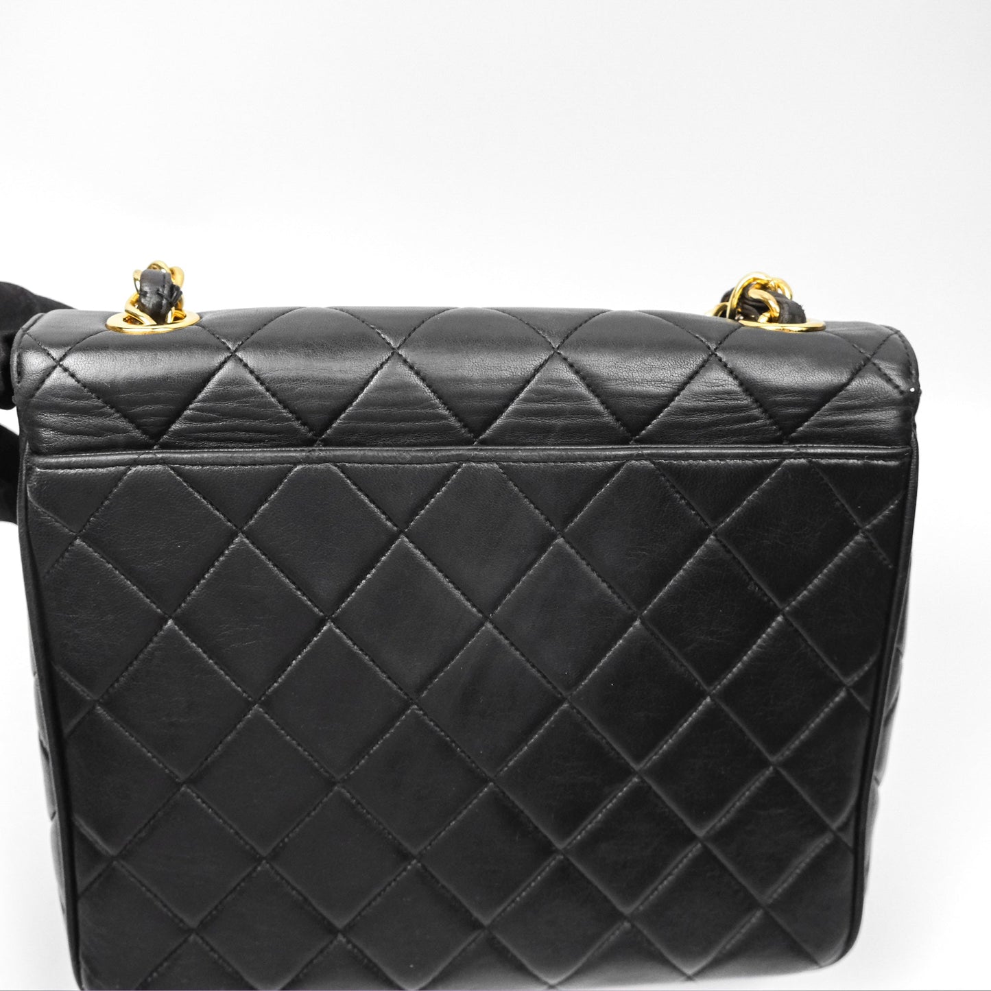 Chanel Vintage Flap Bag Black Lambskin 24K Gold Hardware