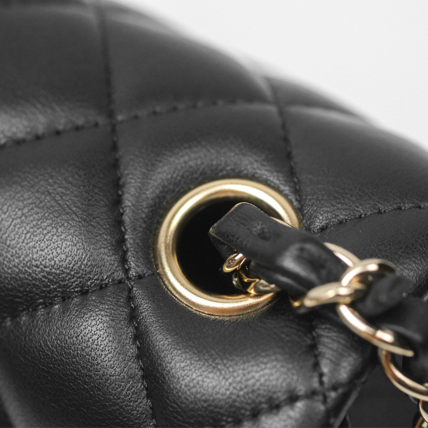 Chanel Mini Rectangular Quilted Black Lambskin Gold Hardware