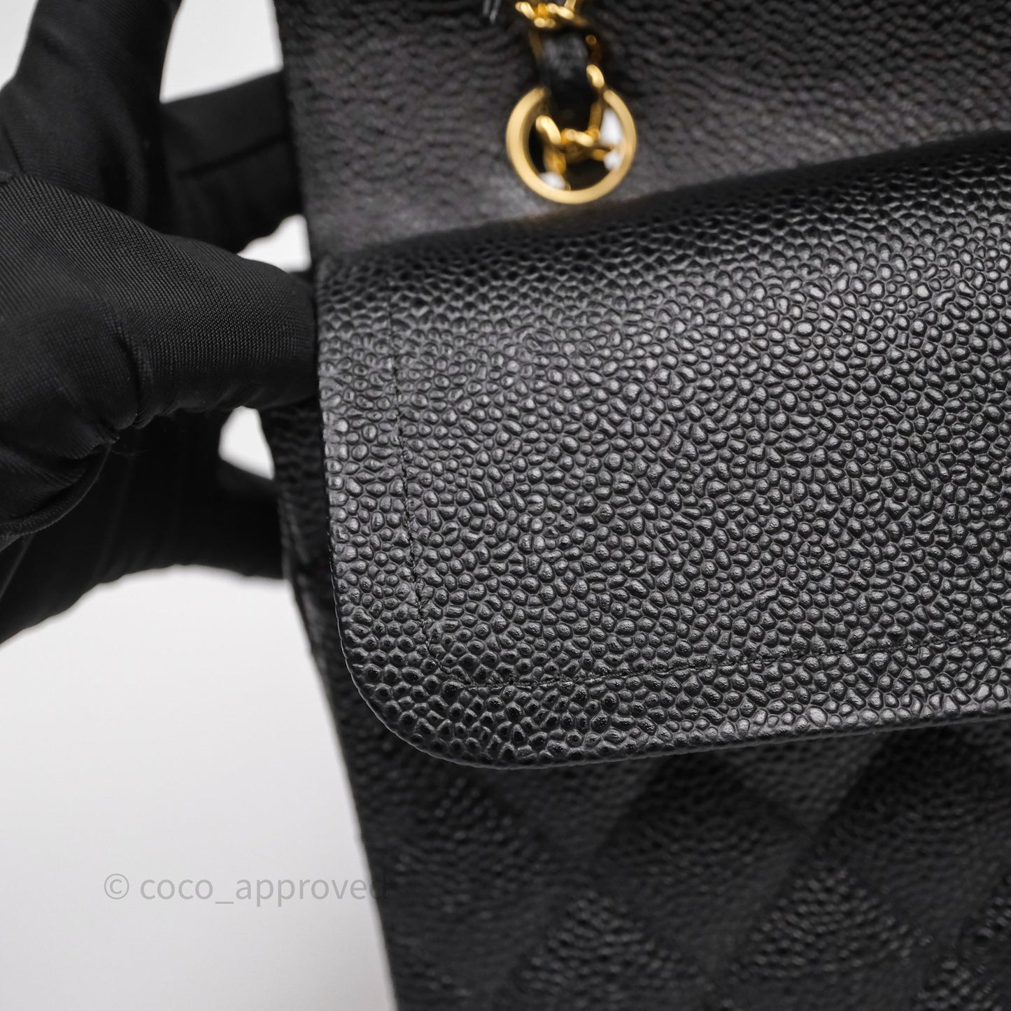 Chanel Classic M/L Medium Flap Quilted Black Caviar Gold Hardware