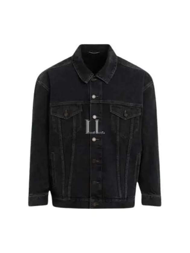 Luxury Saint Laurent Egg Shape Denim Jacket Dark Blue Black