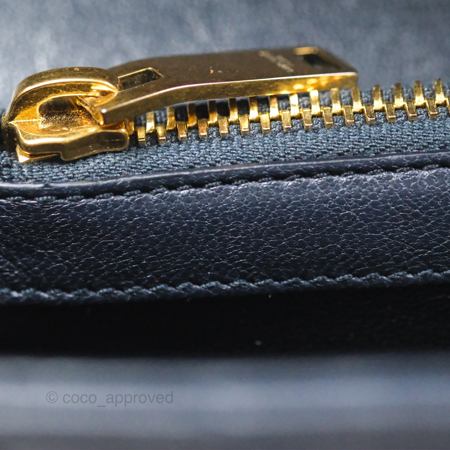 Saint Laurent Chevron Medium College Navy Chain Bag Gold Hardware