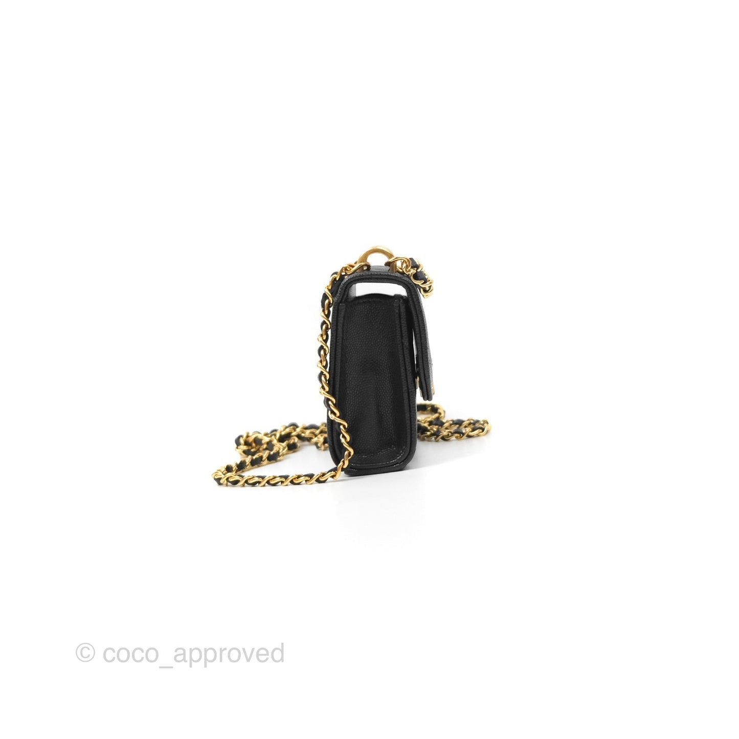 Chanel Coco First Mini Clutch On Chain Black Caviar Gold Hardware 22K