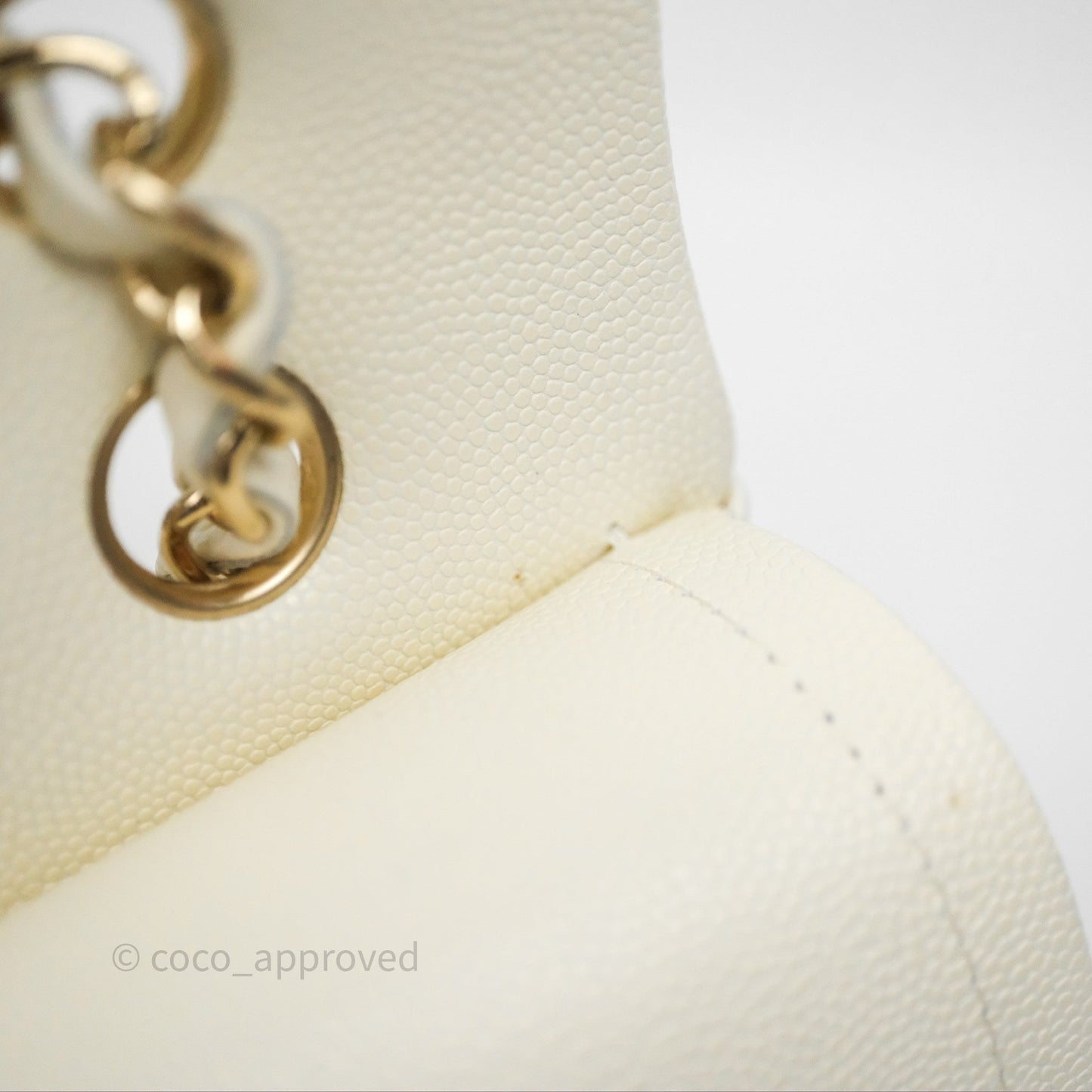 Chanel Classic M/L Medium Flap Quilted Ivory White Caviar Gold Hardware