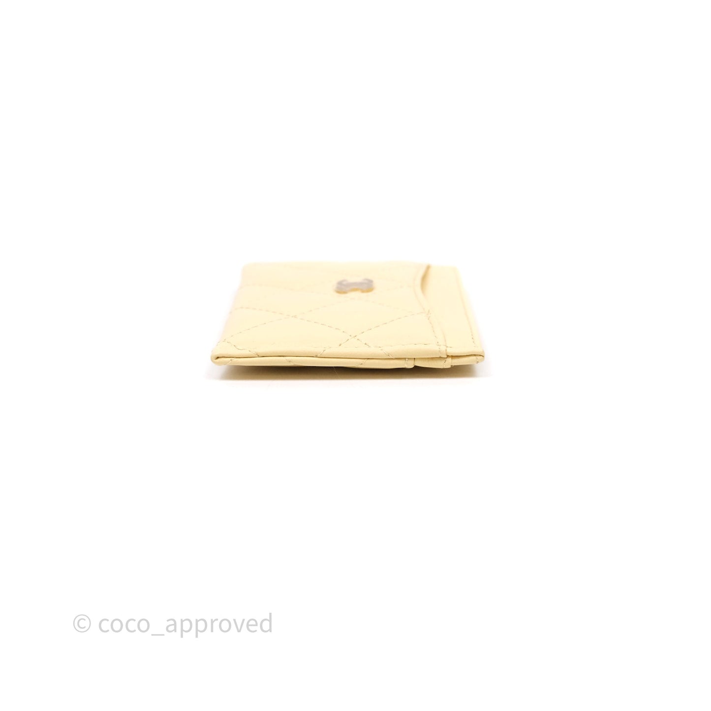 Chanel Classic Flat Card Holder Yellow Lambskin Gold Hardware
