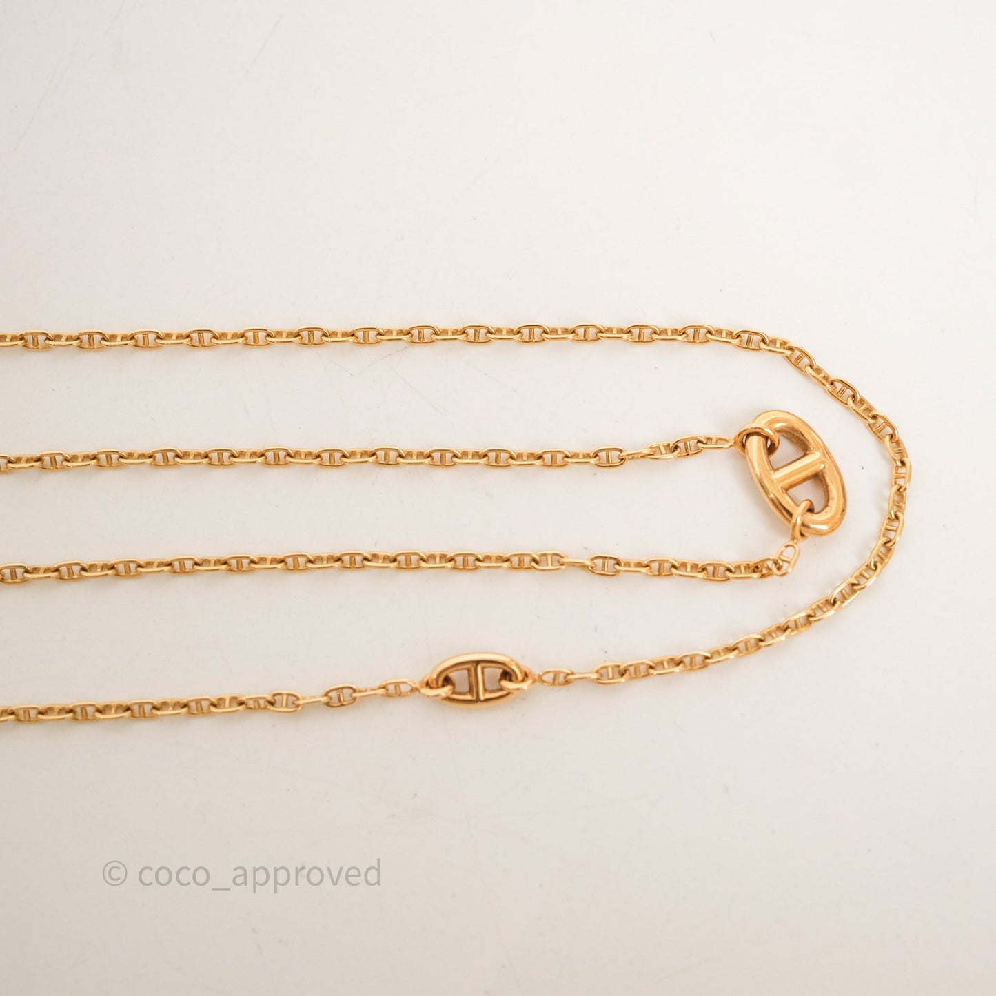 Hermes Sautoir 120cm 18K Necklace Gold Tone