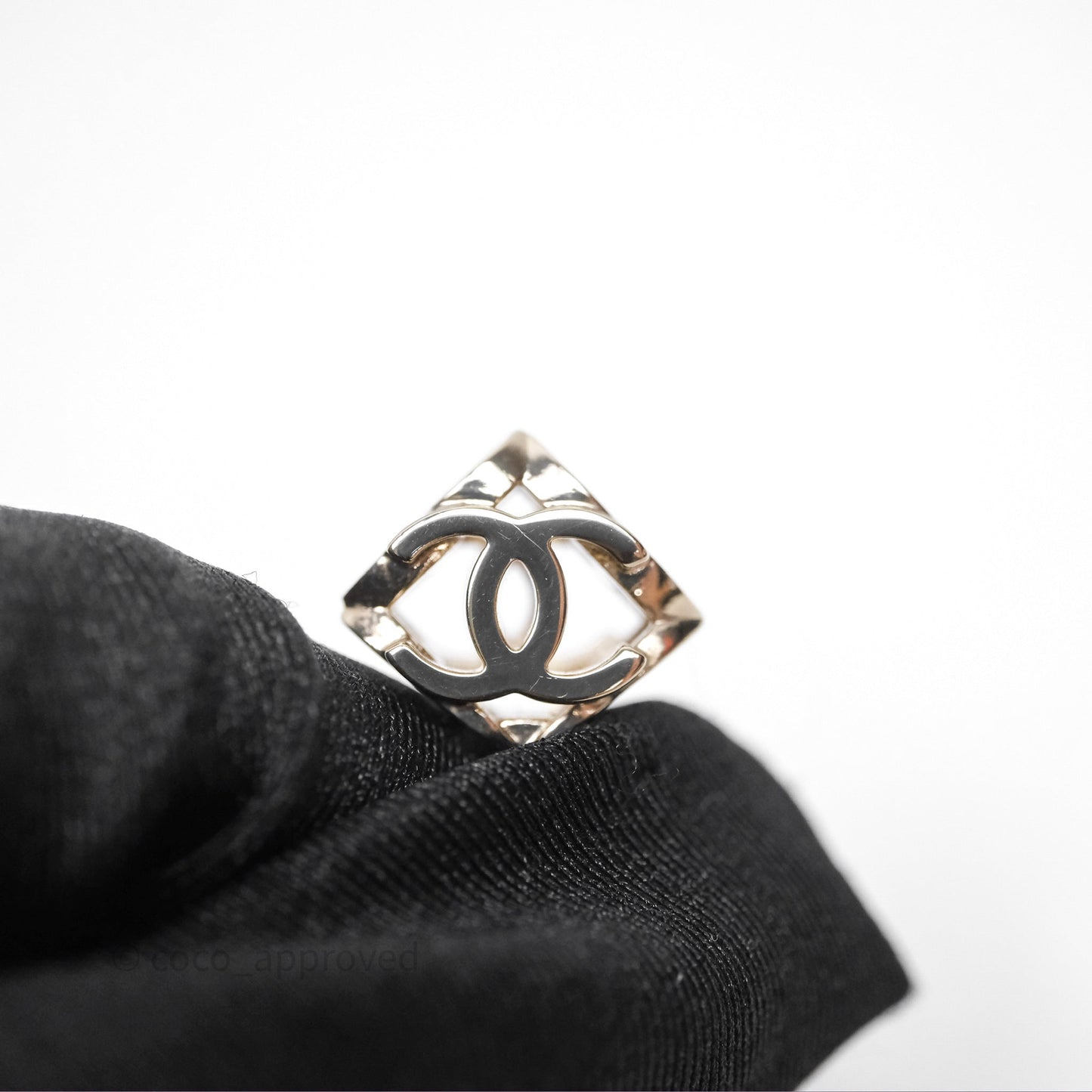 Chanel CC Gold/Black Cube Earrings Gold Tone 22K