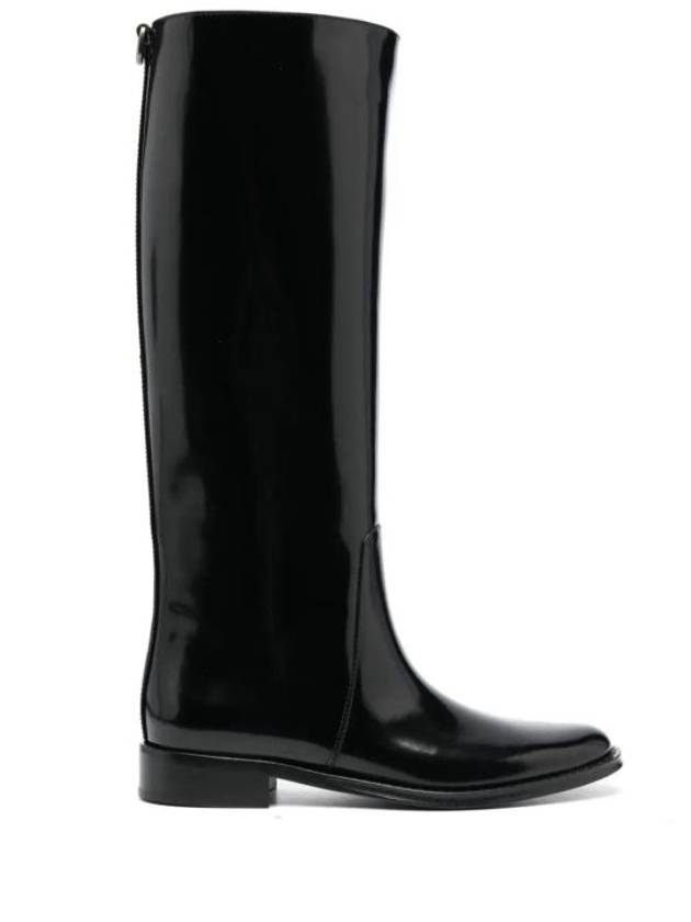 Luxury Saint Laurent Hunt Leather Long Boots Black