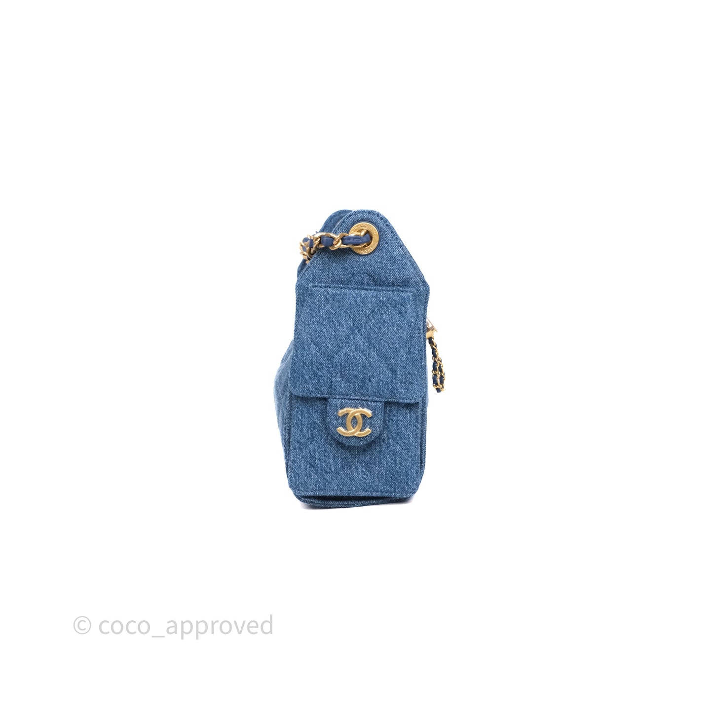 Chanel 25 Mini Washed Denim Aged Gold Hardware