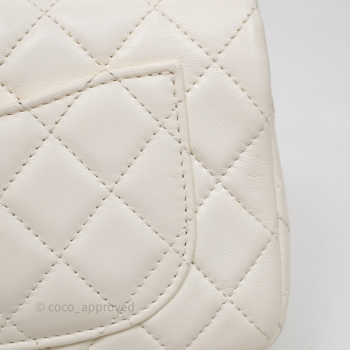 Chanel Mini Rectangular Pearl Crush White Lambskin Aged Gold Hardware