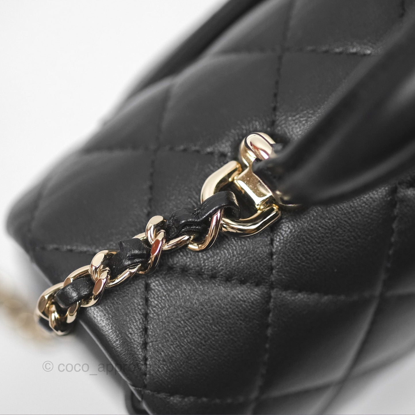 Chanel Top Handle Mini Rectangular Flap Black Lambskin Gold Hardware