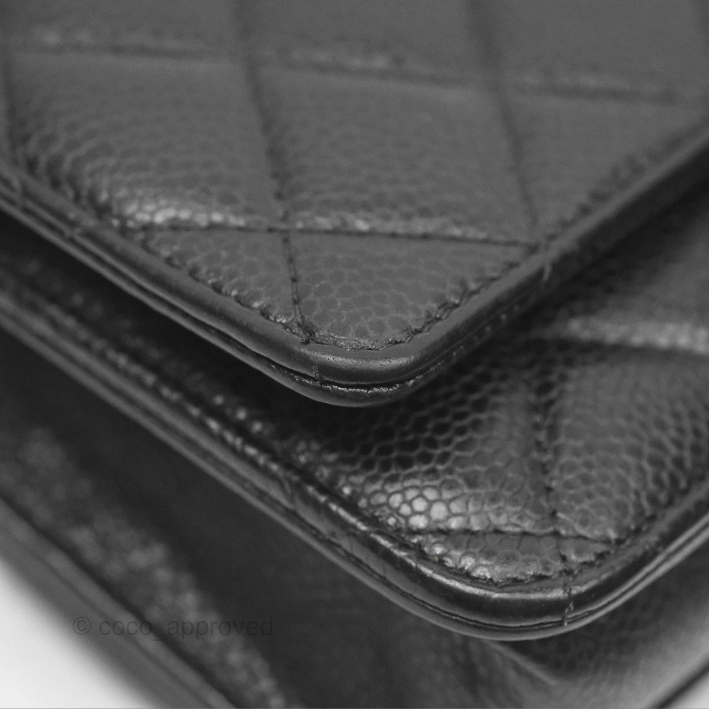 Chanel Classic Quilted Wallet On Chain WOC Black Caviar Gold Hardware