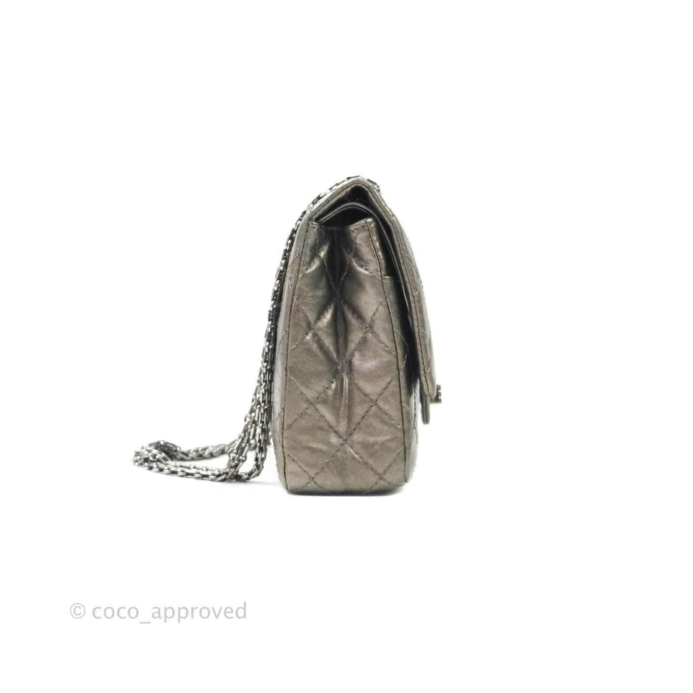Chanel Quilted Reissue 226 Metallic Aged Calfskin Gun Metal Hardware
