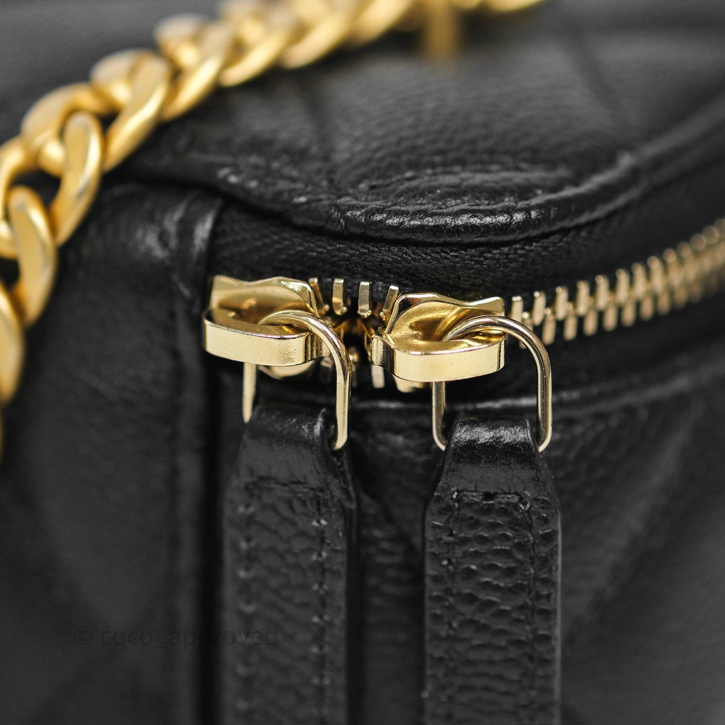 Chanel Vanity with Heart Adjustable Chain Black Caviar Aged Gold Hardware