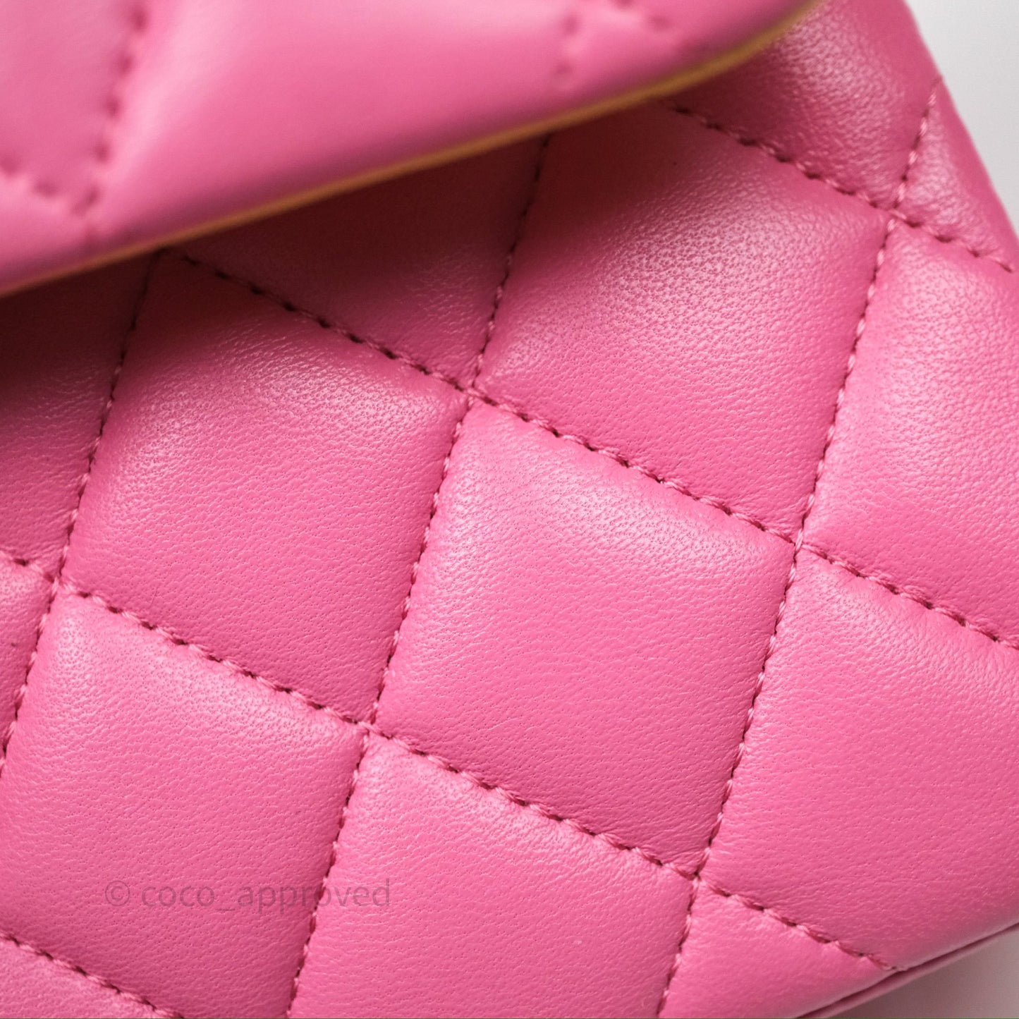 Chanel Small Classic Flap Quilted Pink Lambskin Rainbow Hardware