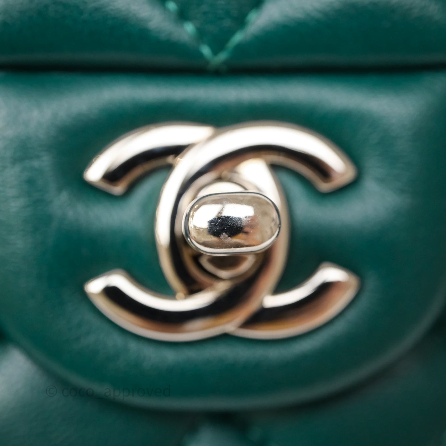 Chanel Medium Classic Flap Quilted Dark Green Lambskin Silver Hardware