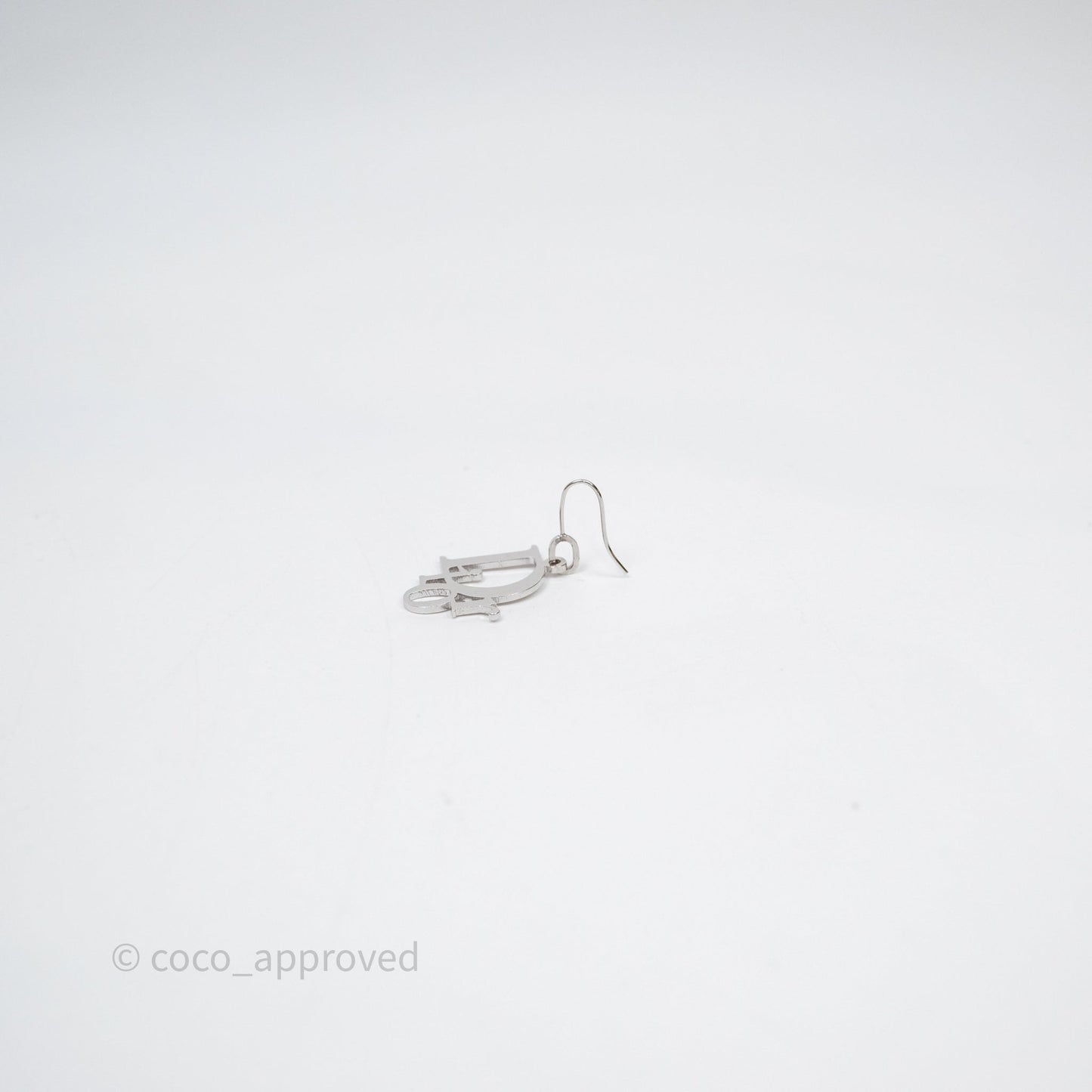 Christian Dior Drop CD Earrings Silver Tone