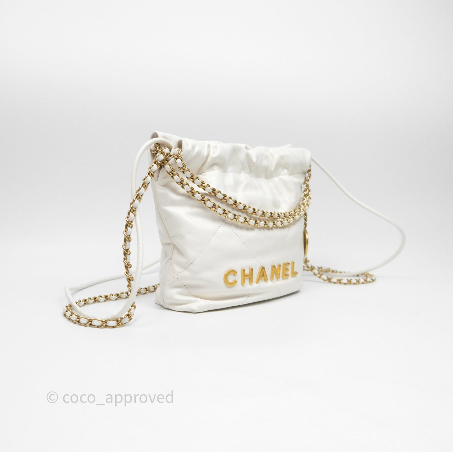 Chanel 22 Mini Bag White Shiny Crumpled Calfskin
