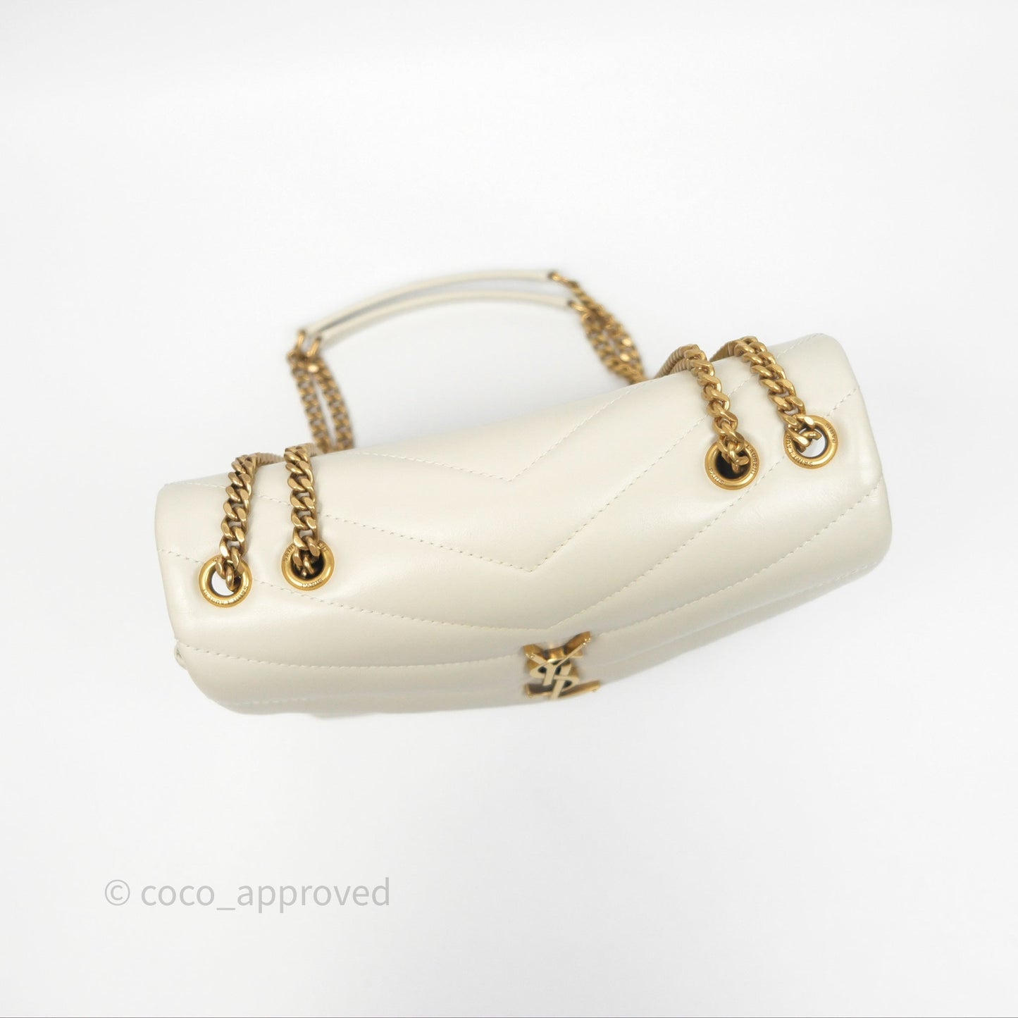 Saint Laurent Loulou Small Flap Bag Beige Calfskin Gold Hardware