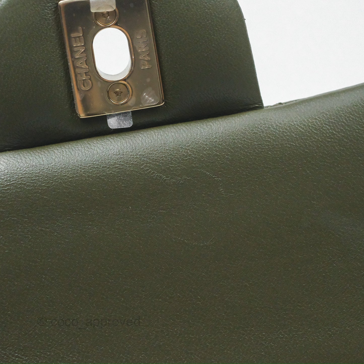 Chanel Classic M/L Medium Flap Quilted Lambskin Army Green Gold Hardware