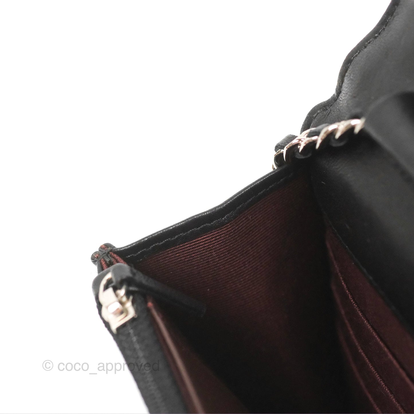 Chanel Classic Quilted Wallet On Chain WOC Black Lambskin Silver Hardware