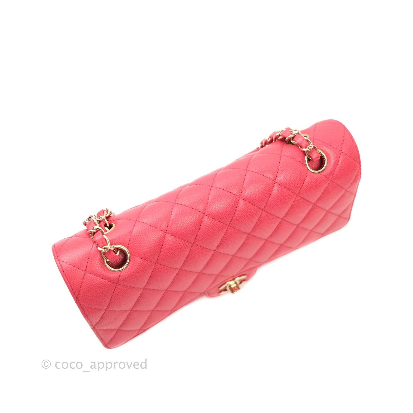 Chanel Classic M/L Medium Double Flap Dark Pink Caviar Gold Hardware