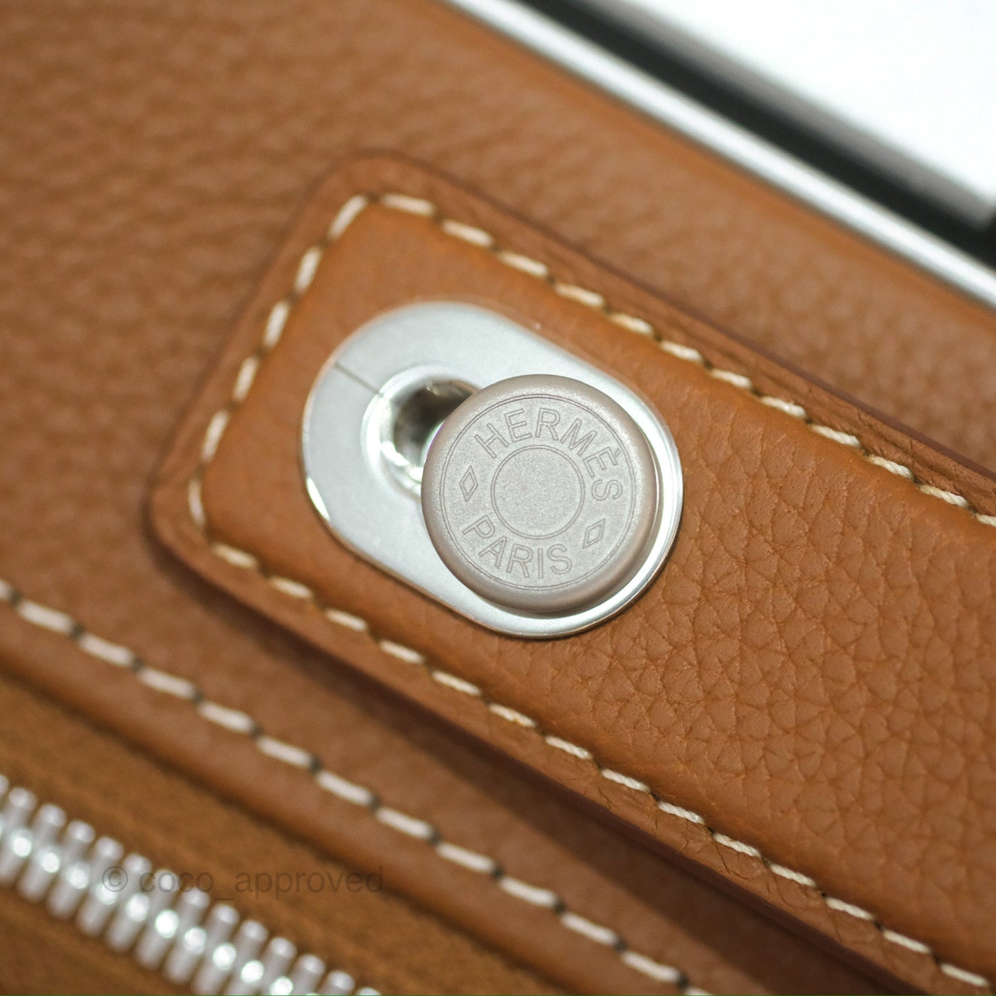 Hermès R.M.S Cabin 55 Suitcase in Ecru-Beige/ Fauve/ Orange Canvas Gold Clemence Palladium Hardware