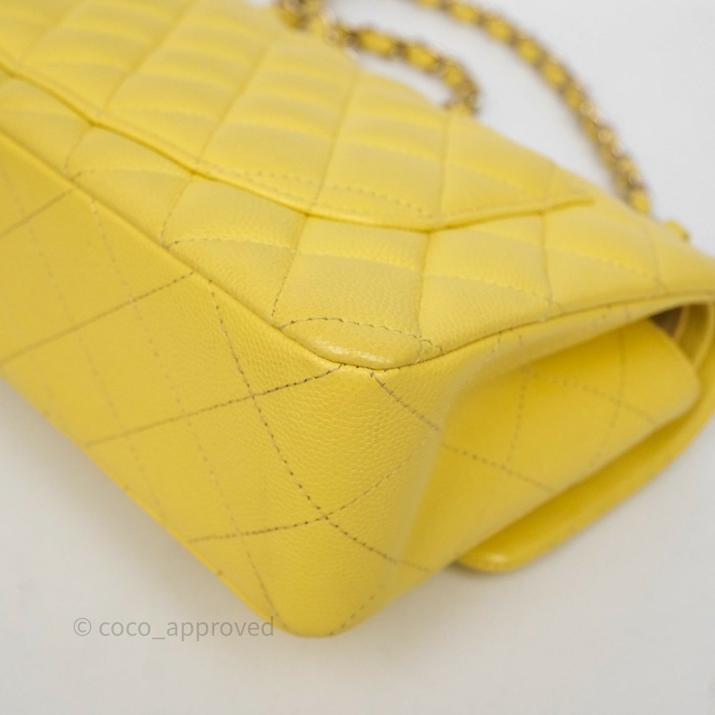 Chanel Small Classic Flap Quilted Yellow Caviar Gold Hardware