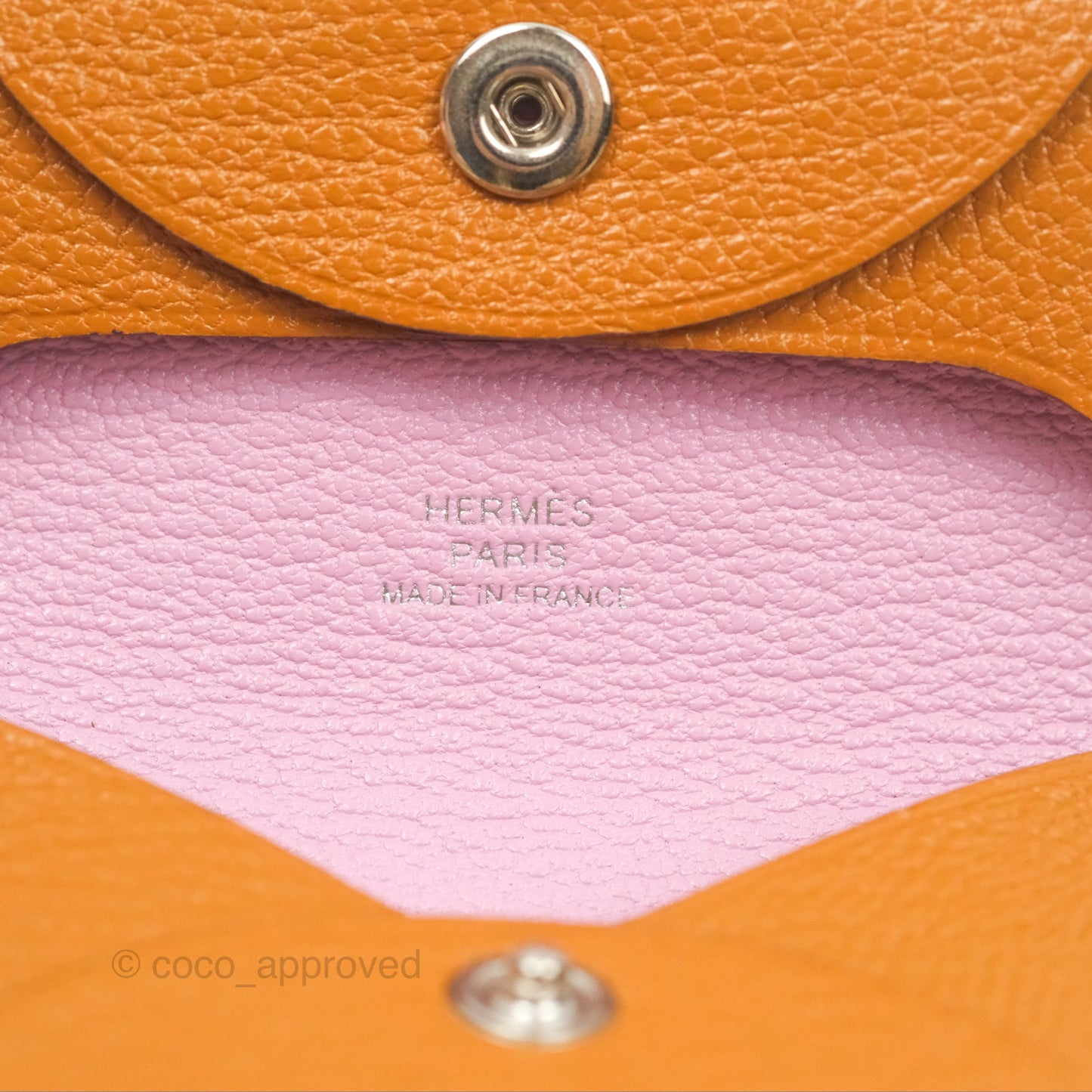 Hermès Bastia Coin Purse Caramel/ Mauve Sylvestre Chevre Mysore
