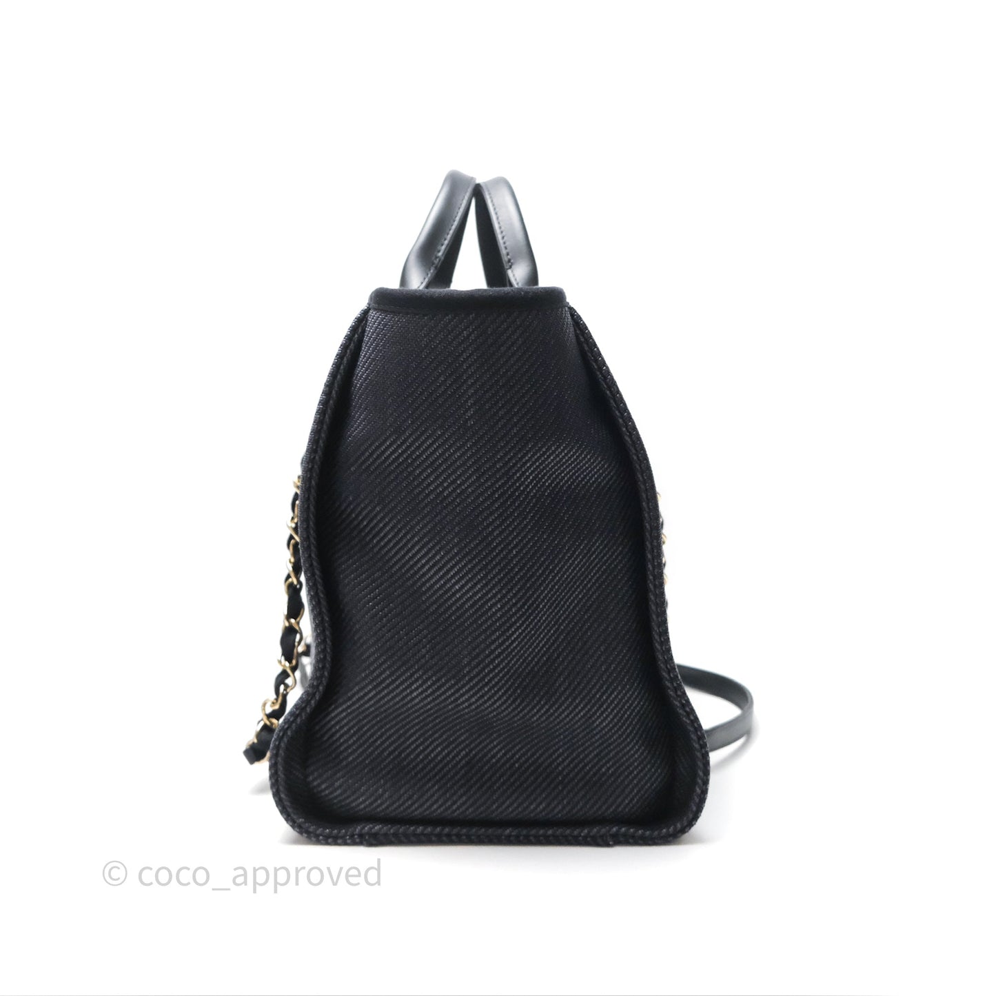 Chanel Canvas Deauville Large Tote Navy Gold Hardware