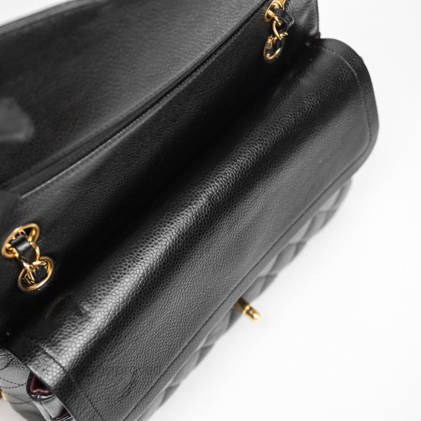Chanel Quilted Classic M/L Medium Flap Black Caviar Gold Hardware
