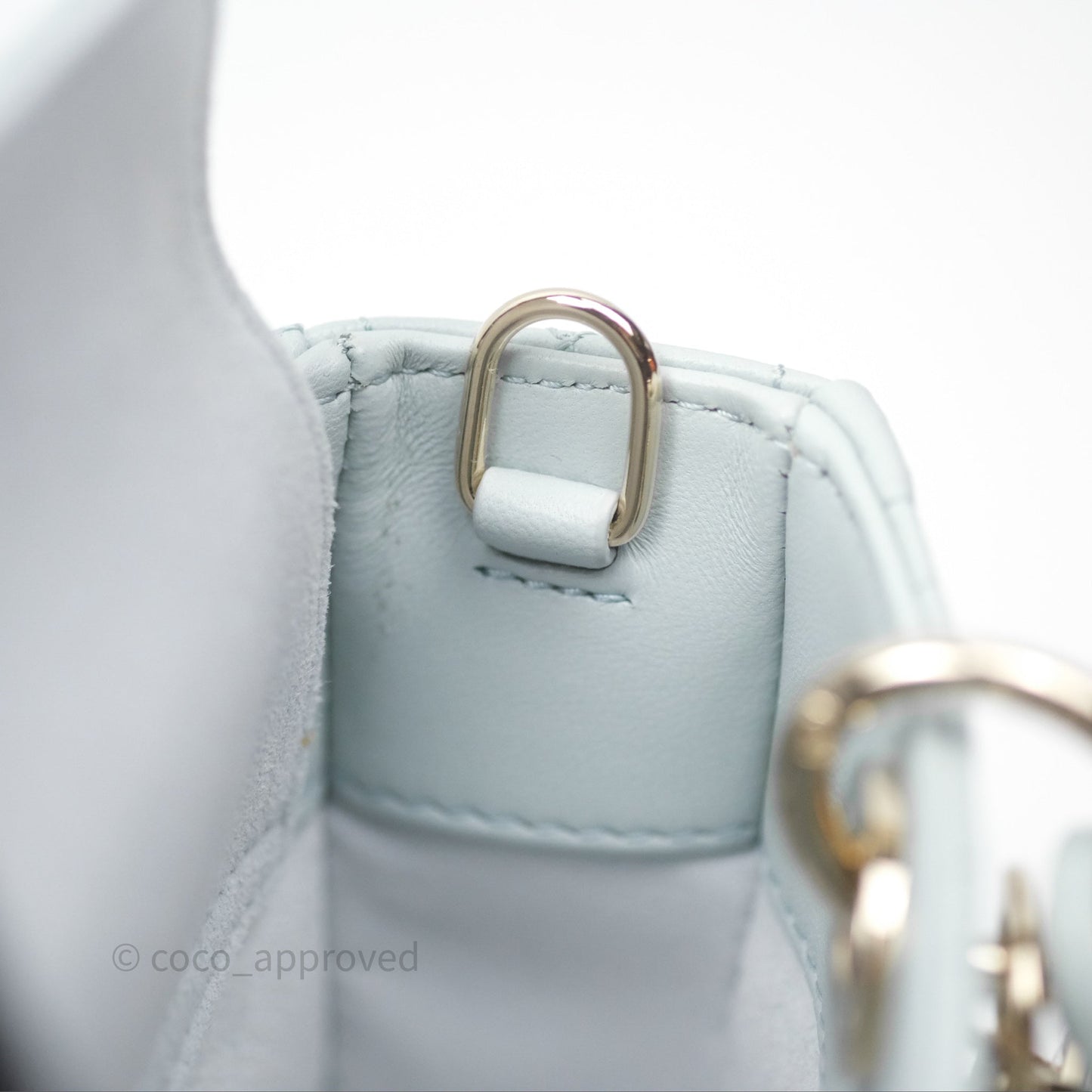 Christian Dior Micro Lady D-Joy Bag Baby Blue Lambskin Cannage Gold Hardware