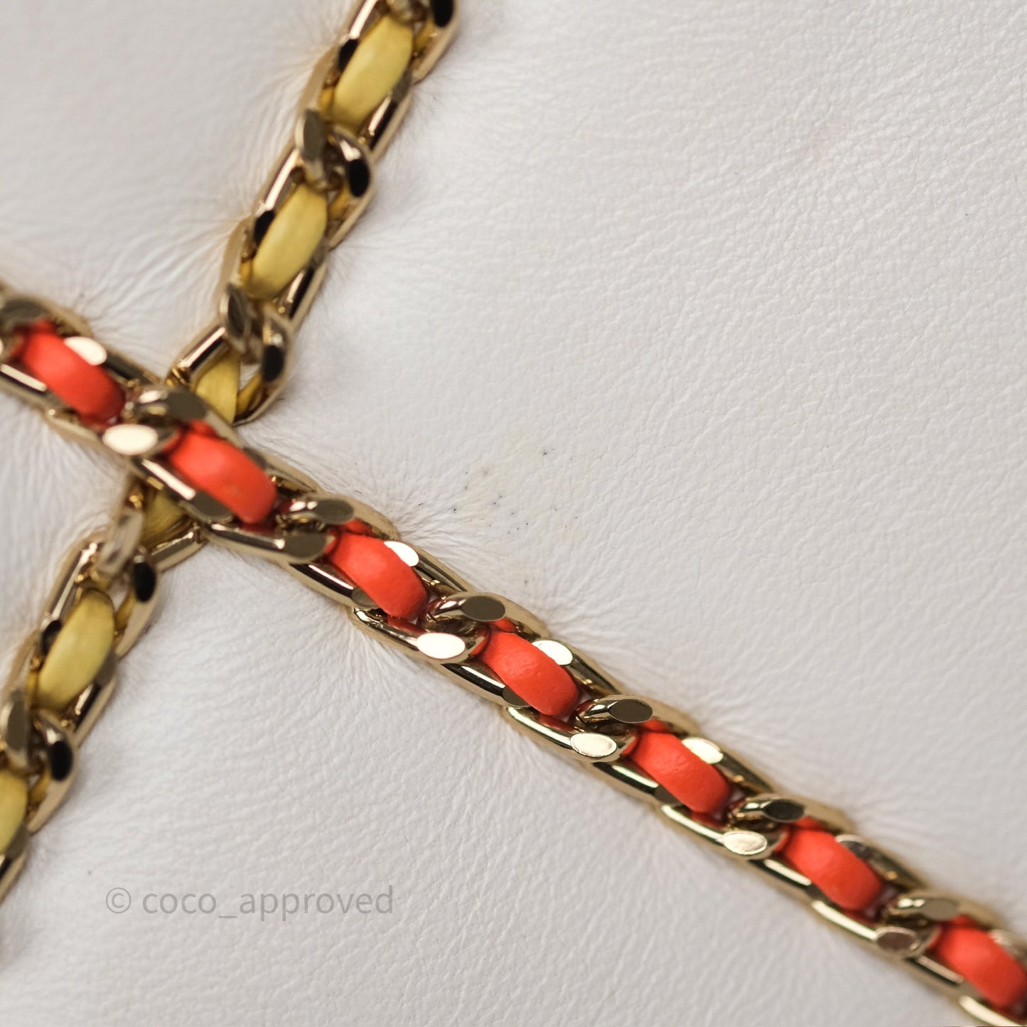Chanel Small Entwined Chain Flap White Lambskin Gold Hardware