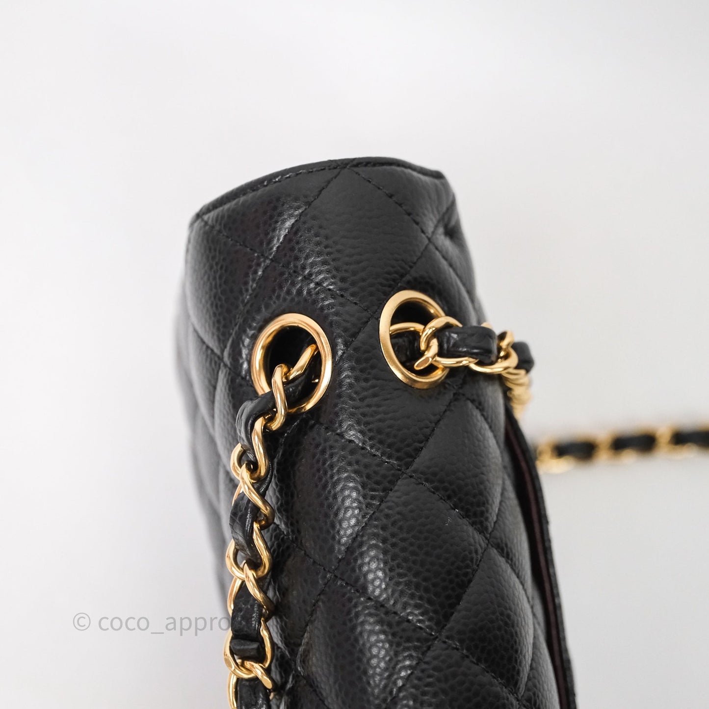 Chanel Quilted Classic M/L Medium Flap Black Caviar Gold Hardware