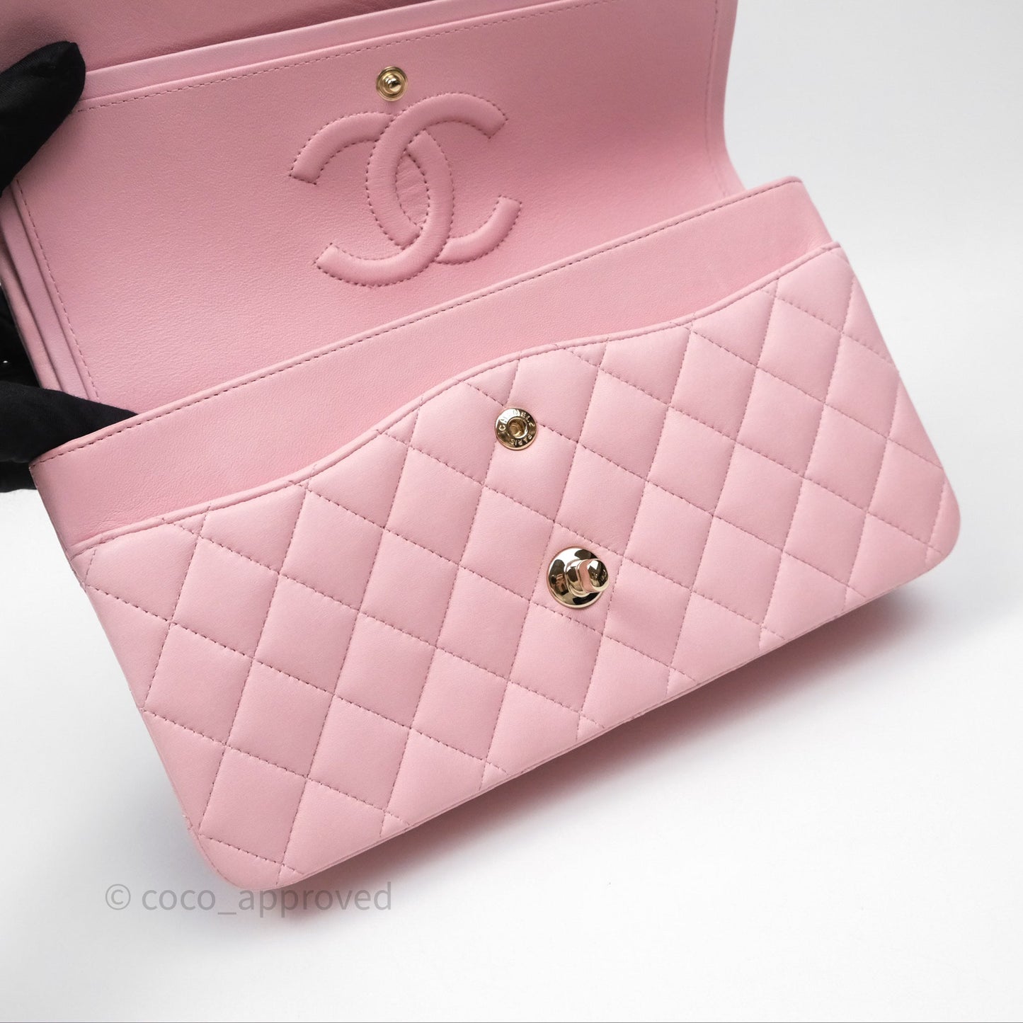 Chanel Classic M/L Medium Flap Quilted Pink Lambskin Gold Hardware
