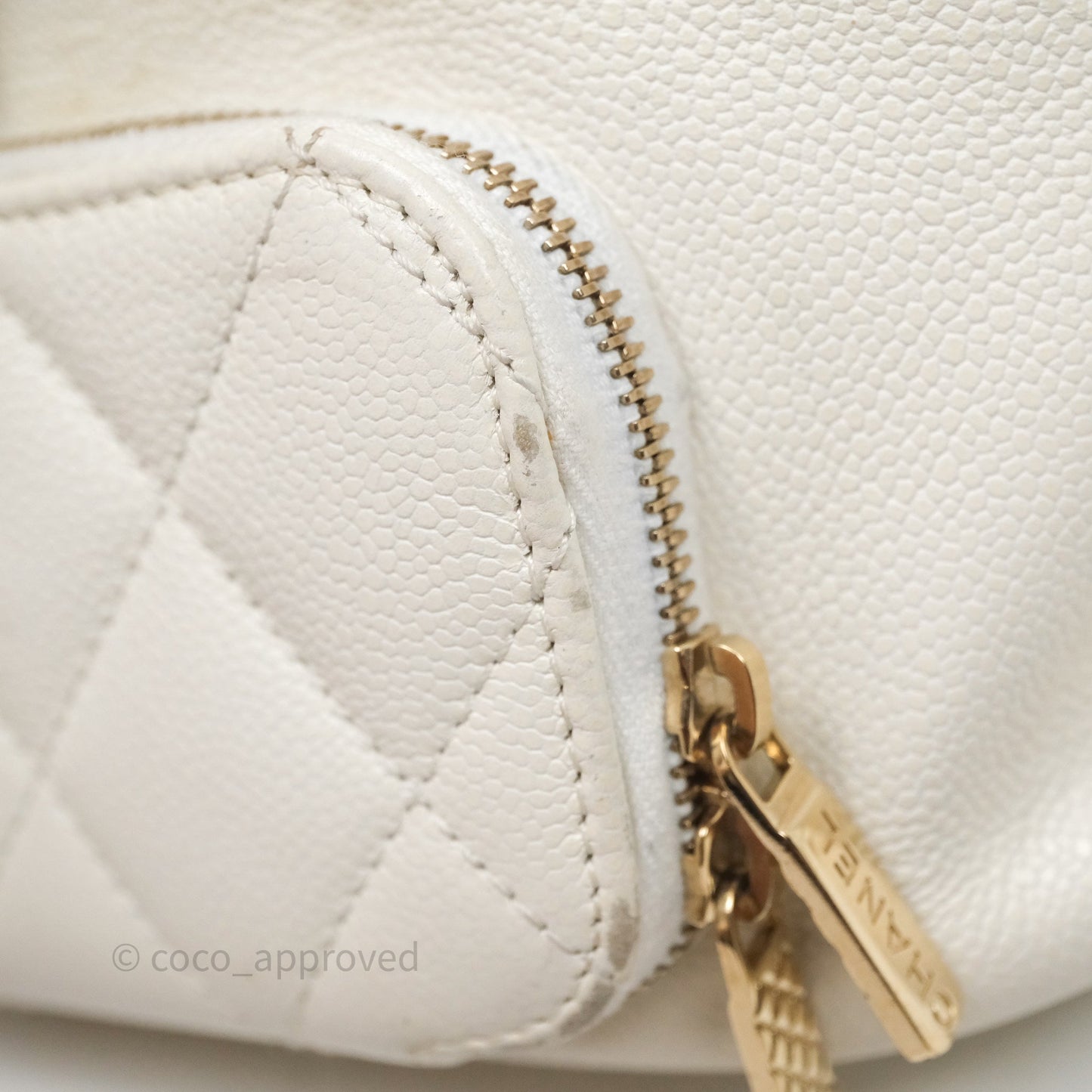 Chanel Quilted Business Affinity Backpack Ivory White Caviar Gold Hardware