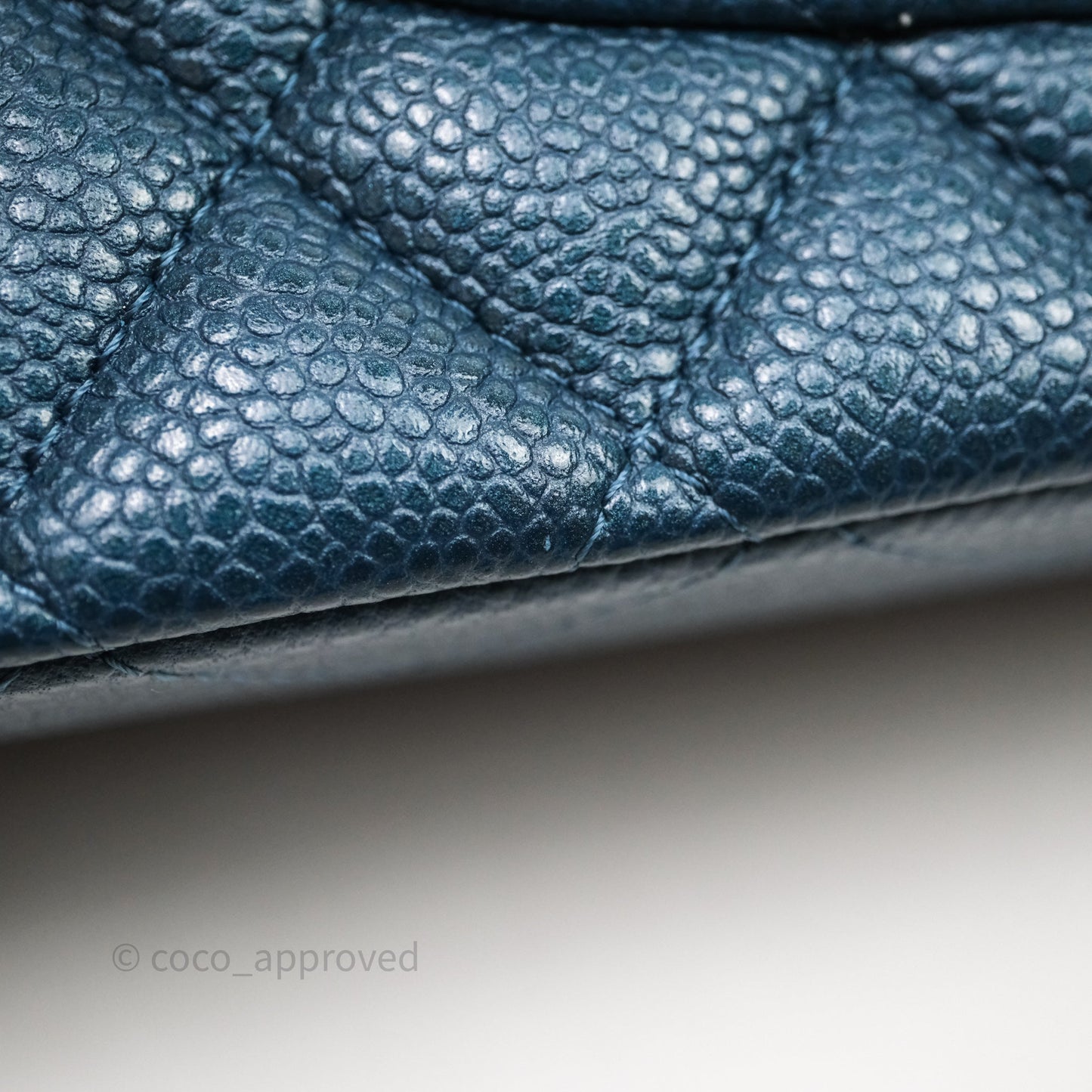 Chanel Classic Medium Flap Quilted Iridescent Teal Caviar Silver Hardware