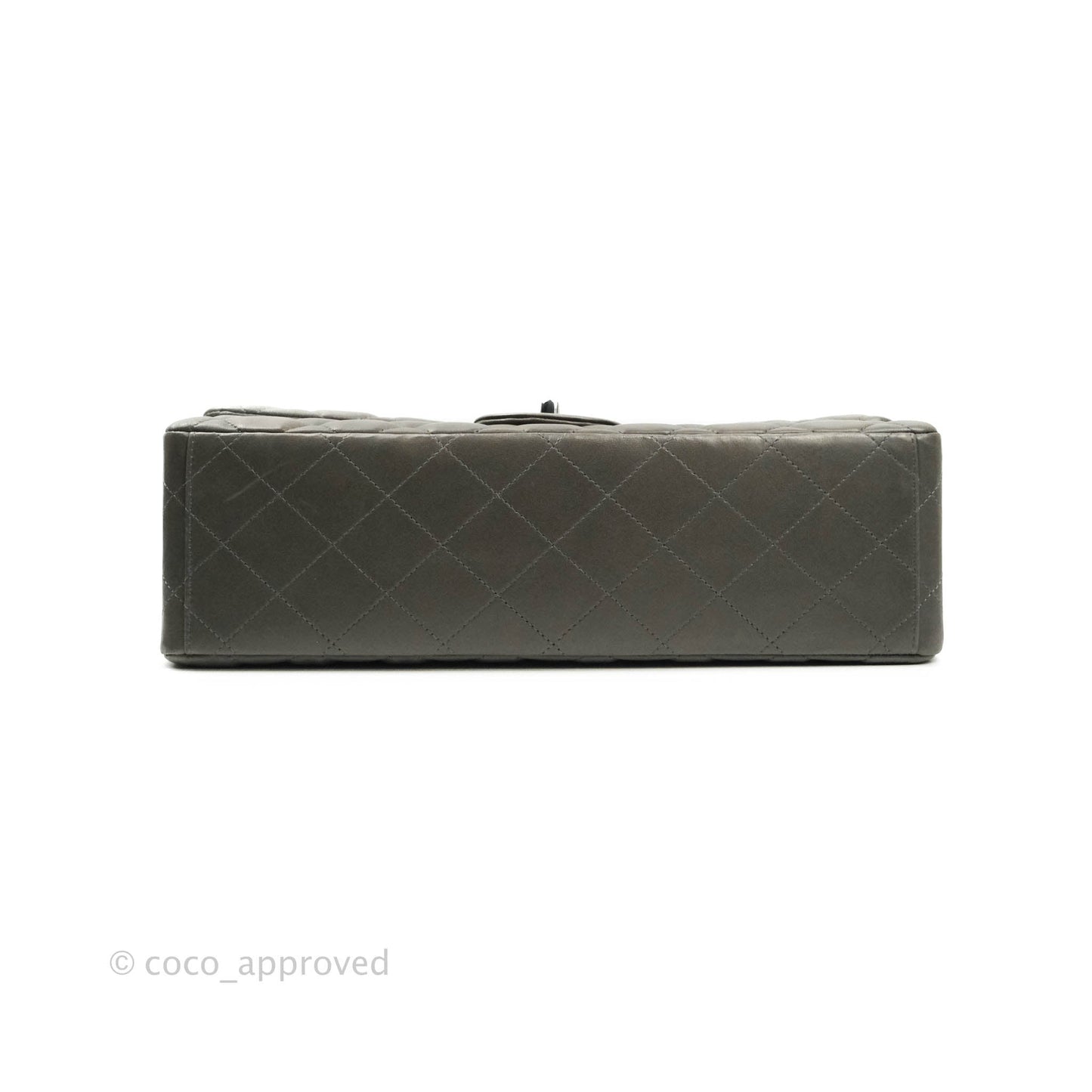 Chanel Classic Single Flap Maxi Grey Lambskin Gun Metal Hardware