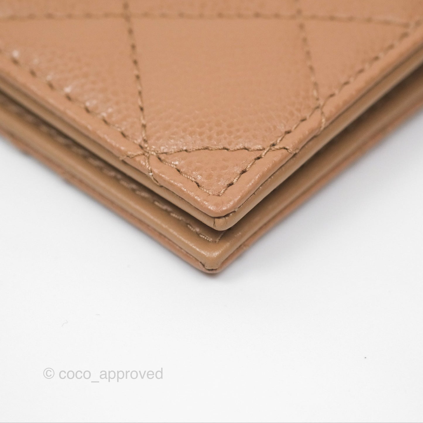 Chanel Classic Quilted Passport Holder Caviar Beige Gold Hardware