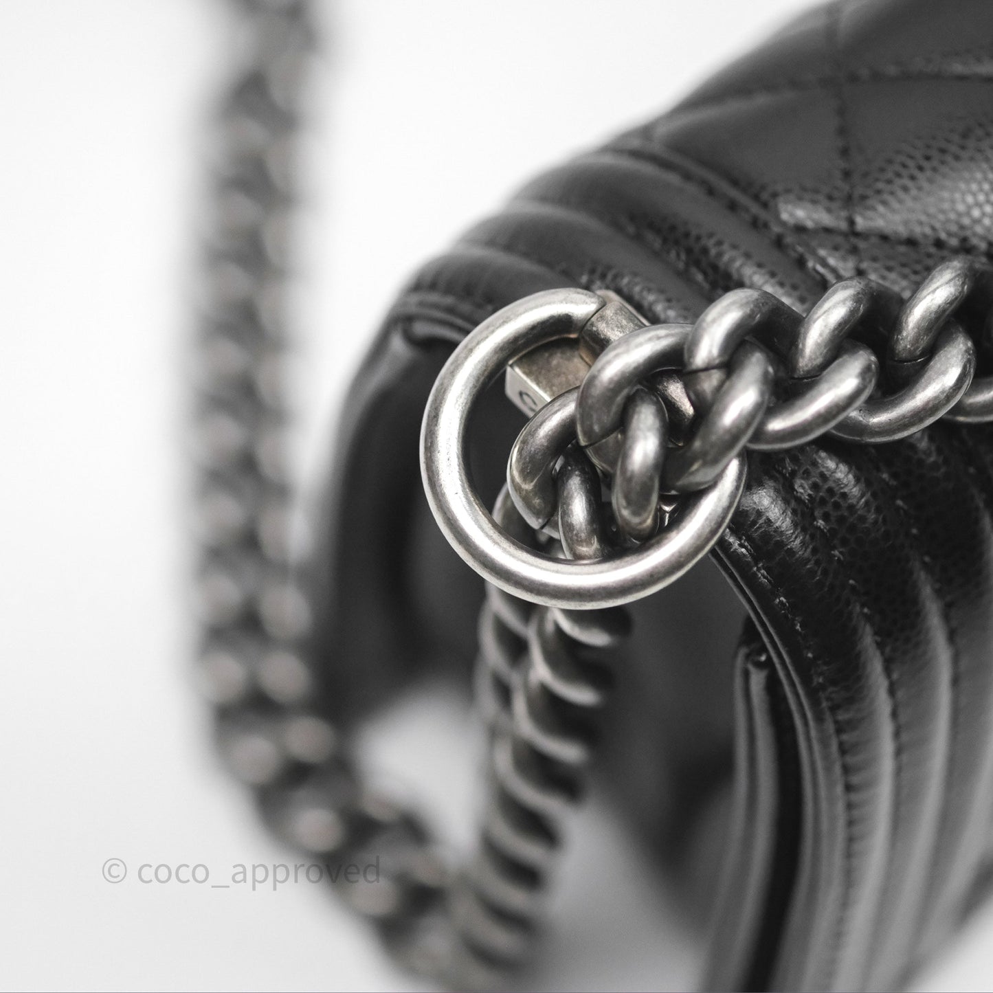Chanel Small Boy Black Caviar Ruthenium Hardware